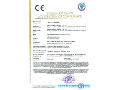 PUMP CE CERTIFICATE